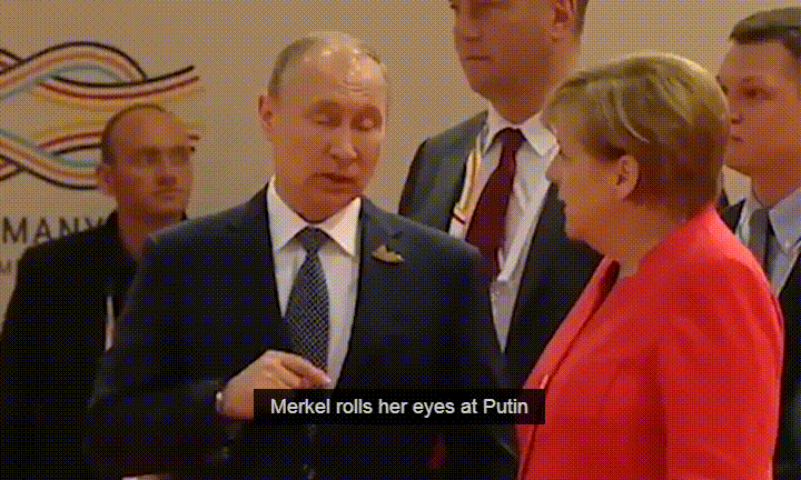 Merkel rolls her eyes in Putin&#39;s face - GIF on Imgur